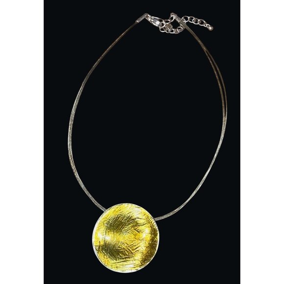 Handcrafted Lila Rowe Gold Textured Pendant Necklace With Adjustable Chain - Picture 8 of 8